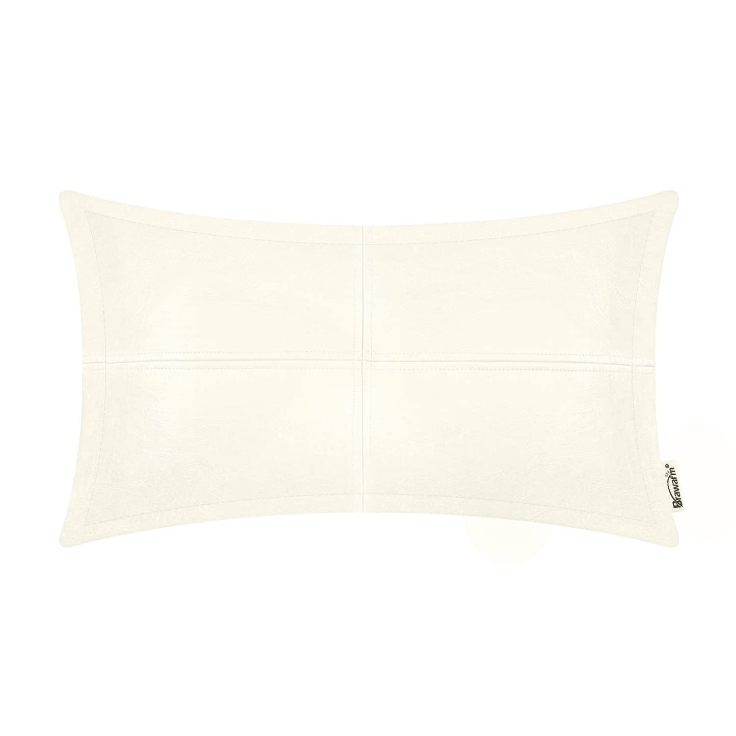 BRAWARM Funda de almohada de piel sintética color crema de 1