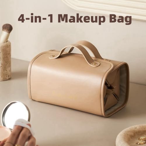 Bolsa de cosméticos plegable portátil 4 en 1, gran capacidad