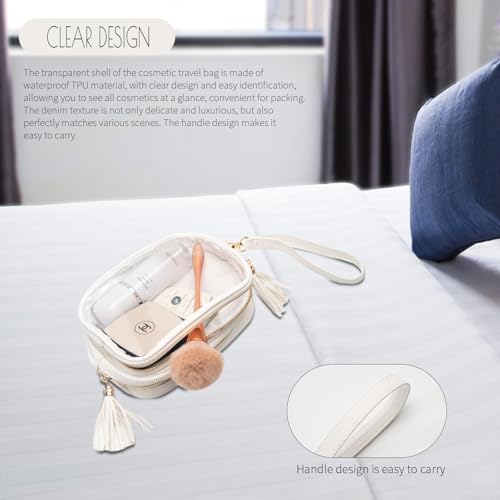 Bolsa organizadora de maquillaje transparente para mujer, bo