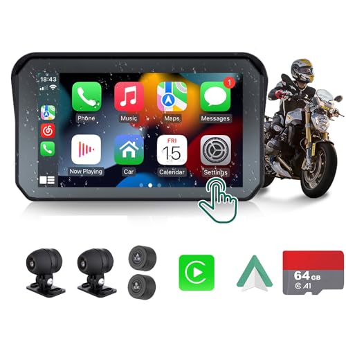 DVR de motocicleta: Apple Carplay inalámbrico, Android Auto,