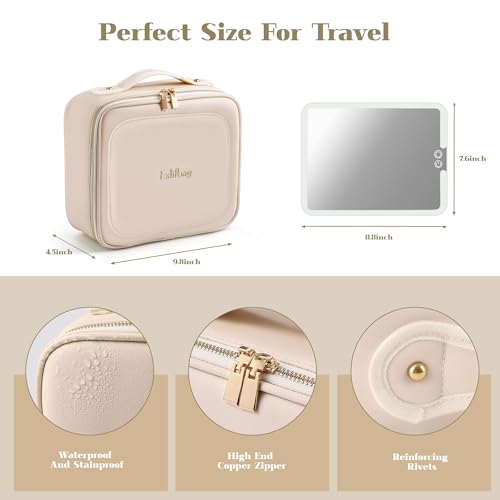 Bolsa de maquillaje con espejo LED, bolsa de maquillaje port