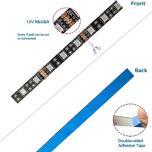5M - Tira de luz LED negra PCB 5050 RGB impermeable IP65 300