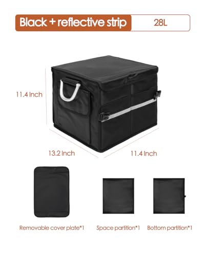 Organizador de maletero con tapa, pequeño, negro 28L, para S