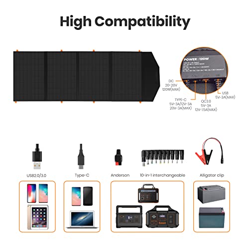 FlexSolar Paneles solares plegables de 120 W, cargadores de