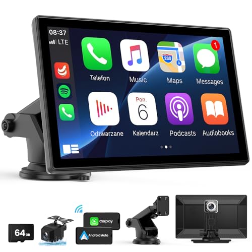 Pantalla inalámbrica CarPlay: estéreo portátil de 9 pulgadas