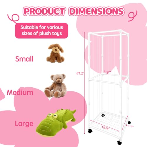 Zoológico de almacenamiento de animales de peluche con ruedas, soporte