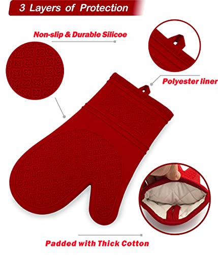 Yutat Guantes de horno de silicona, guantes de horno con sil