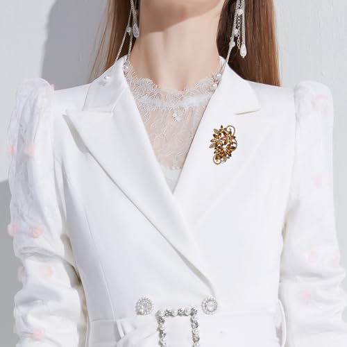 YOQUCOL Broche de cristal austriaco rojo vintage con forma d
