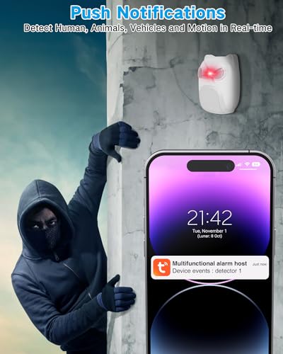Alarma con sensor de movimiento WiFi 2.4G, TUYA/aplicación S