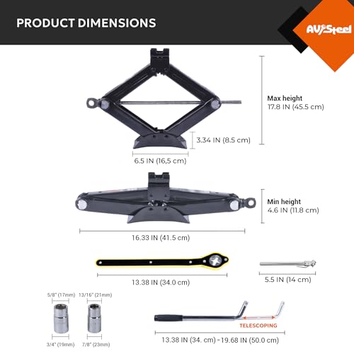 Gato de tijera para coche de 3 toneladas (6614 libras) Kit d