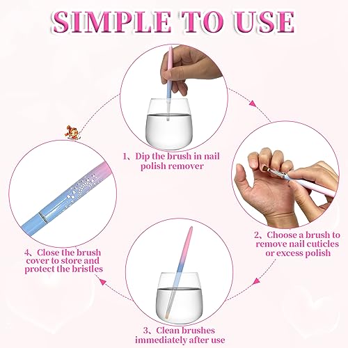 2 pinceles de limpieza de uñas, pinceles de arte de uñas con