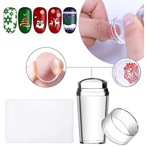 Biutee Kit de placa de estampado de uñas, 2 sellos de uñas,