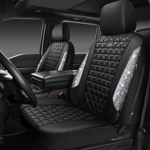 CAR PASS Bling Diamond Leather Car Seat Covers for 2 Front I