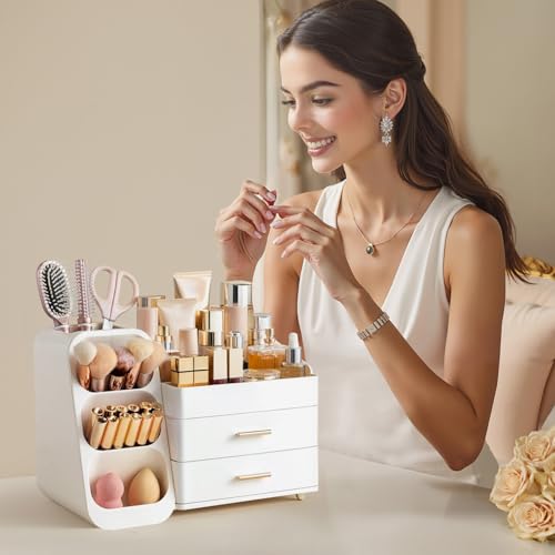 HBlife Organizador de maquillaje con soporte para brochas pa
