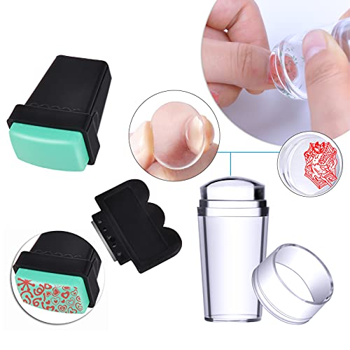 Biutee Kit de placa de estampado de uñas, 2 sellos de uñas,