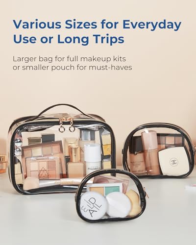 BAGSMART Bolsa de maquillaje, aprobada por la TSA, 3 bolsas