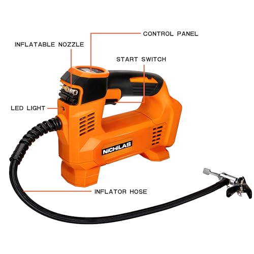 Inflador de neumáticos para batería DEWALT 20V MAX, compreso