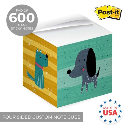 Whimsical Dogs - Cubo de notas adhesivas para perros, 600 ho