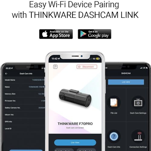 THINKWARE F70 PRO Dash Cam, 1080P Full HD WiFi Dashcam para