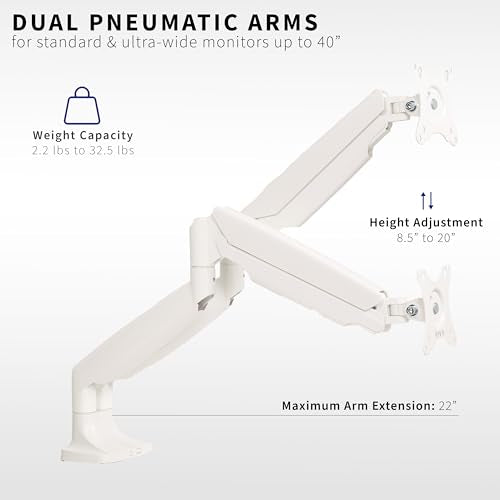 VIVO Brazo de monitor doble de aluminio de alta calidad para