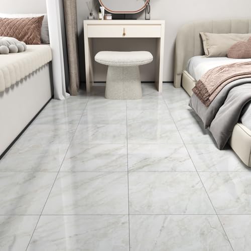 Wallercity Azulejos de suelo de mármol gris brillante/blanco