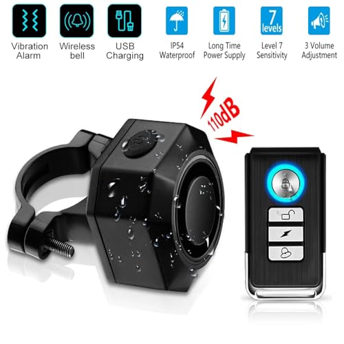 Alarma de bicicleta recargable USB de 110 db con control rem