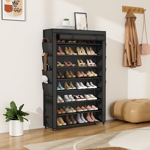 Zapatero con tapa, organizador de zapatos de 8 niveles de al