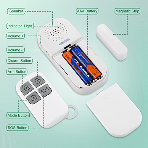 WSDCAM Alarma de puerta fuerte de 130 dB, volumen ajustable,