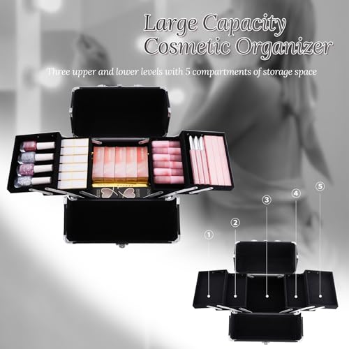 Estuches de tren cosméticos, 6.69"x6.69"x9.84", Plateado (sl