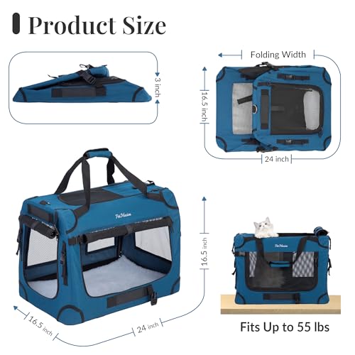 Transportador de gatos extragrande para 2 gatos, plegable de
