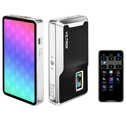 VILTROX Luz LED de 6000 mAh en la cámara, luz de video RGB c