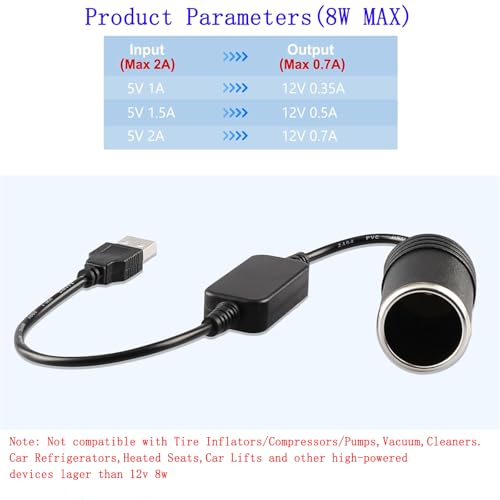 Cable convertidor USB A macho a 12 V para encendedor de ciga