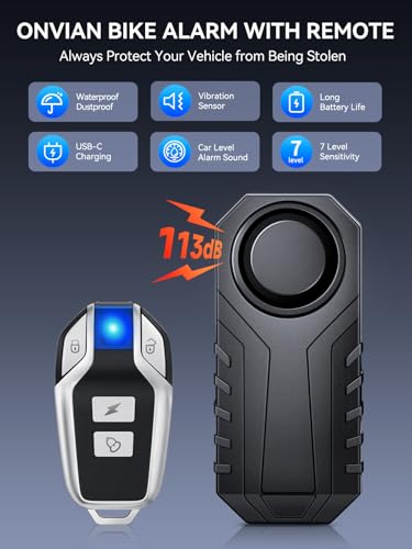 Onvian Alarma de bicicleta recargable mejorada, sensor de mo