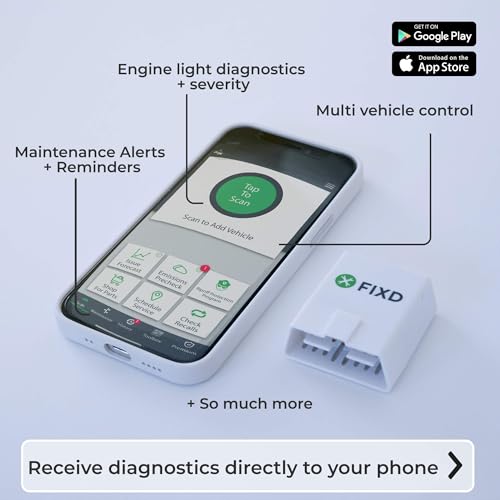 FIXD Escáner Bluetooth OBD2 para automóvil, lectores de códi