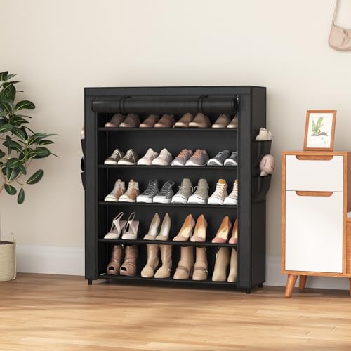 Zapatero con tapa, organizador de zapatos de 5 niveles para