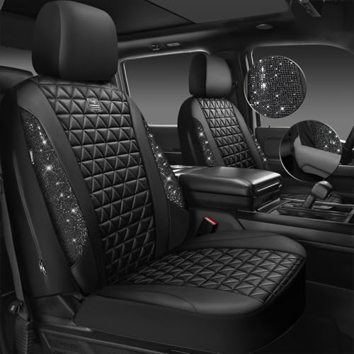 CAR PASS Fundas de asiento de automóvil de cuero con diamant