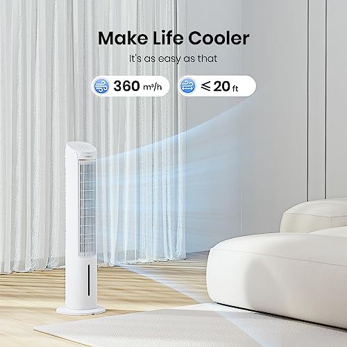 TOSOT Ventilador de torre oscilante de 80°, ventilador de re