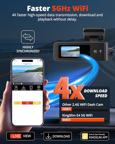 Kingslim Cámara de tablero 4K delantera y trasera con tarjet