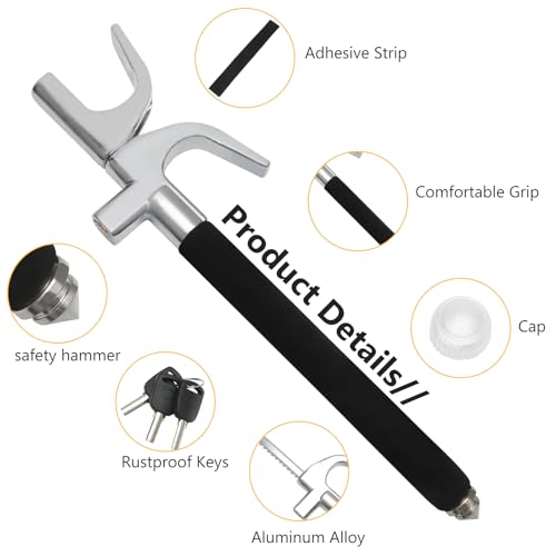 MaySpare Cerradura antirrobo para volante, cerradura retráct