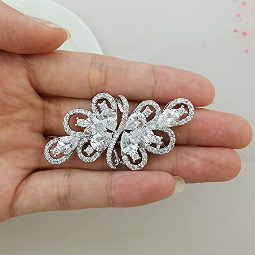 YOQUCOL Broche de boda con diamantes de imitación de circoni