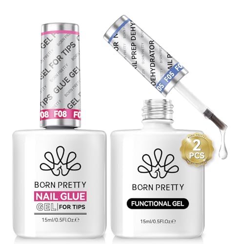 Born Pretty Juego de pegamento deshidratador de uñas y punta