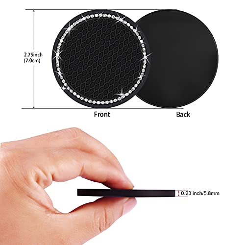2 posavasos brillantes para automóvil, 2.75 pulgadas, portav