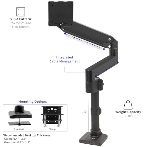 VIVO Brazo de monitor extendido alto de aluminio premium par