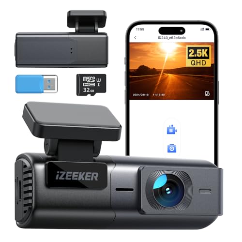 iZEEKER Cámara de tablero WiFi de 2.5 K para coches, mini cá