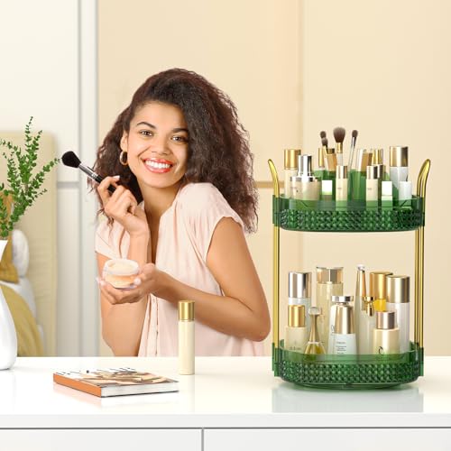 Organizador de maquillaje giratorio de 360° de 2 niveles, gr