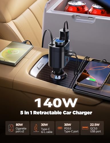 JOYROOM Adaptador de encendedor de cigarrillos de coche 5 en