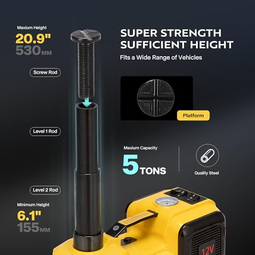 VIVOHOME Gato eléctrico para automóvil de 5 toneladas 12 V,