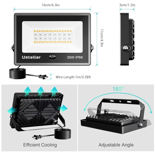 Ustellar Paquete de 6 focos LED de 25 W de 250 W, equivalent