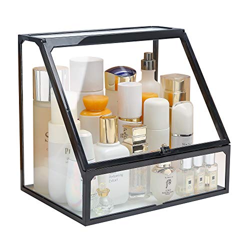 MOOCHI Organizador de maquillaje cosmético de vidrio vintage