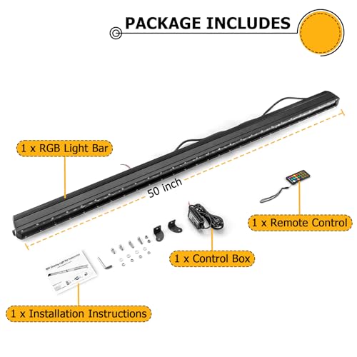 WeiSen Barra de luz LED recta RGBW de 50 pulgadas con arnés